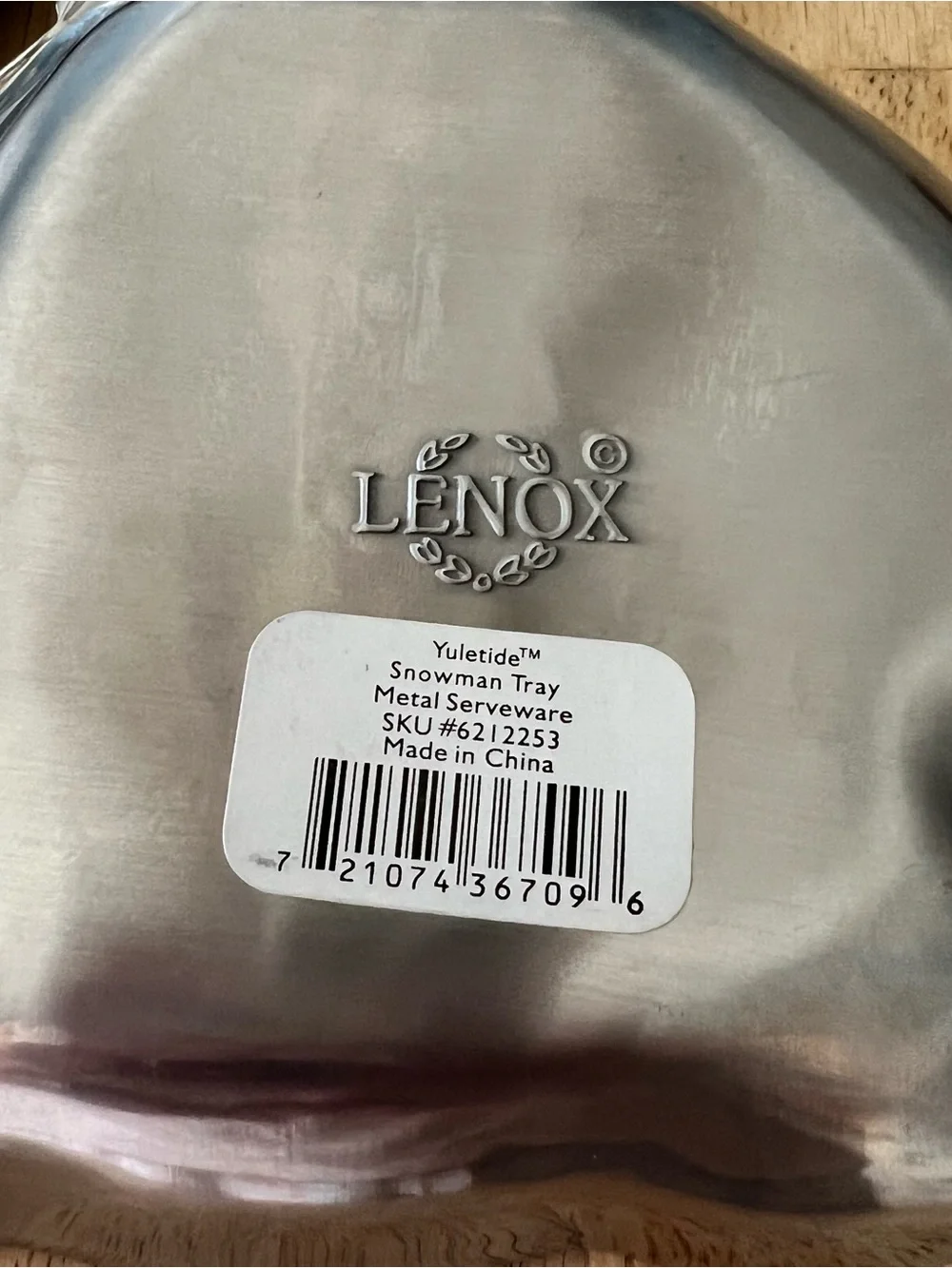 Lenox Yuletide Metal Snowman Tray